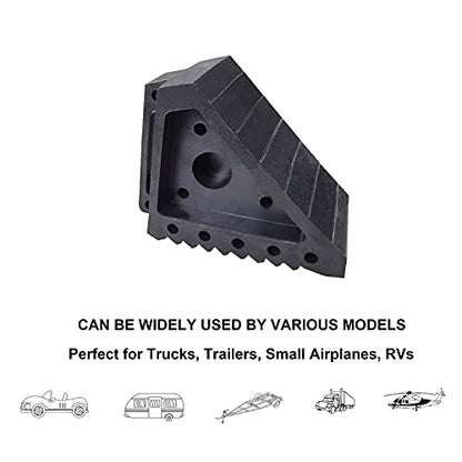 HOXWELL Solid Heavy Duty Rubber Wheel Chocks 2 Packs, Premium Chock for Car, Travel Trailers, RV, Truck, and ATV(2 pcs, Black) 8" x 4" x 6" - color: Black 2 pack