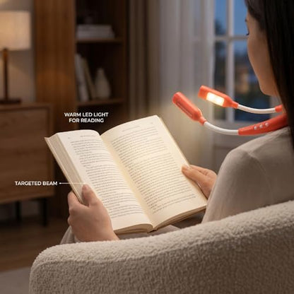 banapoy Neck Reading Light, Rechargeable 3 Color 9 Brightness Flicker Free Book Lamp, Hands Free Neck Lamp with Blue Light Reduction Heater 2000mAh Battery 50H for Reading Camping Travel