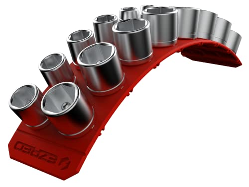 3/8" Magnetic Flexible Socket Holder Holds 18 Sockets Ultra-Flexible Non-Marring Low Profile Design - color: Red, size: 18 Sockets