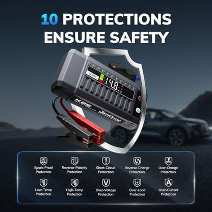 K25 Jump Starter 3750A Car Battery Booster Pack for Up to 9.0L Gas or 7.0L Diesel Engines, 12V Portable Jump Box with Extremely Safe Jumper Cable, USB/DC Charge and 3 Mode Flashlight
