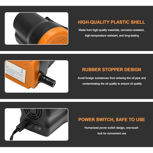 12V 60W Oil Extractor Pump, Diesel Fluid Scavenge Suction Transfer Pump with Hoses & Clamps, Electric Engine Oil Extractor Fuel Quick Changer for Cars Motorcycles Trucks