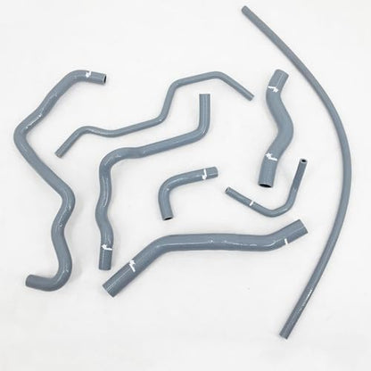 Fit 2001-2005 Honda Civic D17 1.7L Silicone Radiator Coolant Heater Hoses Kit 3-Plyer Grey - color: Gray