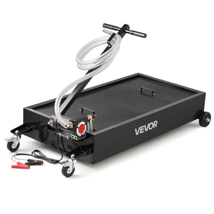 VEVOR Low Profile Oil Drain Pan, 20-Gallon Metal Oil Change Pan, Effective Oil Drain Cart with 180W Electric Pump, Wheels & Folding Handle, Oil Drain Tank for Cars, SUVs, Trucks, Buses, RVs
