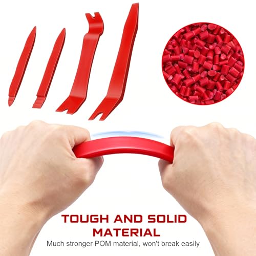 5pcs Auto Trim Removal Tool Set - 5Pcs Car Panel Pry Kit with Metal Fastener Remover. POM Plastic Interior Dashboard Door Molding Repair Tools (5Pcs-RED) - style: 5Pcs-RED