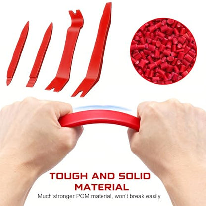 5pcs Auto Trim Removal Tool Set - 5Pcs Car Panel Pry Kit with Metal Fastener Remover. POM Plastic Interior Dashboard Door Molding Repair Tools (5Pcs-RED) - style: 5Pcs-RED