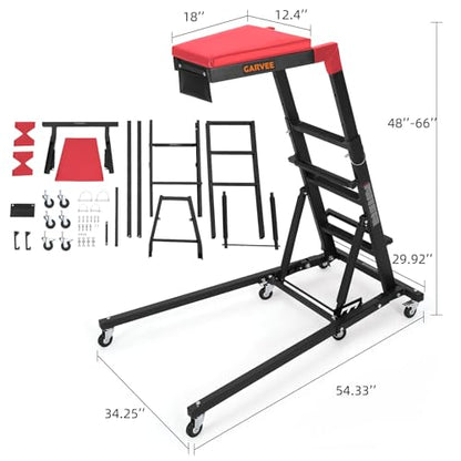 Garvee Automotive Top Side Creeper, 400 LBS, Black | 48-68Inch Adjustable Height, 6 Swivel Casters, Foldable, Heavy Duty, For Garage & Auto Shop Repair - color: Black1