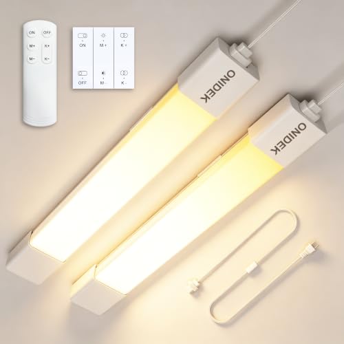 ONIDEK Under Cabinet Lights with Plug. 2700K-6500K Dimming and Color. with Wireless Control Panel and Remote Control.25W 2500LM for Garage, Kitchen, Bathroom, Closet, Office (36 inch-2PCS) - size: 36 inch-2PCS