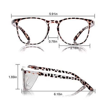 Stylish Safety Glasses Goggles for Women Girls Anti-fog Glasses Protective Eyewear Clear Glasses - color: 3 Pack: Blue+tortoise+black