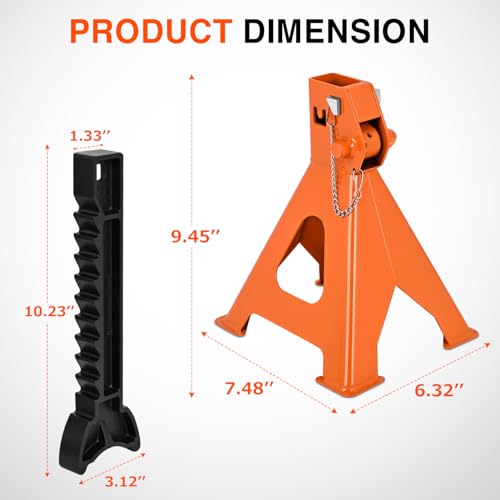 Nilight 2 Ton Jack Stands, Double Locking Heavy Duty Steel 4,400 lbs Capacity, Adjustable 10.6"-16.2" Height for SUV Sedan Pickup Light Truck, 2 Pack - size: 2T