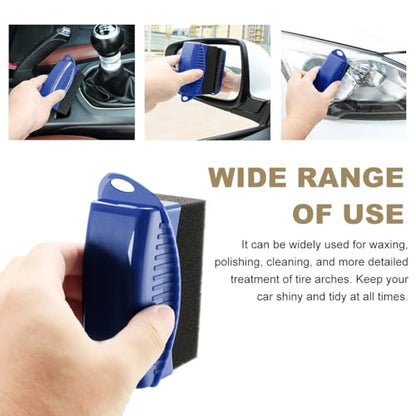 Ohleats 2 PCS Tire Dressing Applicator, Wheel Shine Pad With Lid, Reusable Detailing Foam Waxing Wipe Polishing Sponge, Universal Car Accessories (Blue) - color: Blue-2pcs