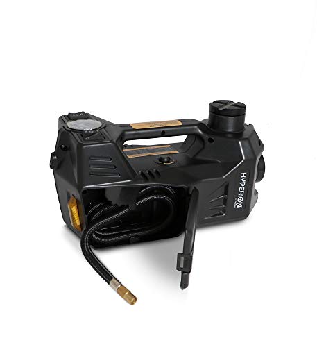 Hyperion Lift-Assist 12V Portable Hydraulic Floor Jack with Tire Inflator Air Compressor by Deltran - 043-1004-HY-WH