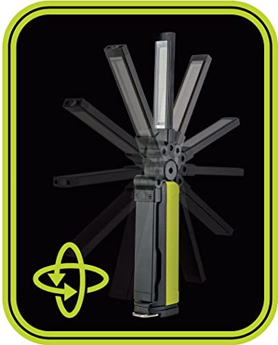POWERSMITH Rechargeable Magnetic Work Light 600 LM Magnetic Light with Flood, Spot, UV Modes, and USB Output (PILB600UV) | 600/200 Lm, 395nm Uv, Foldable and Rotatable, 3.7V 2ah Battery, USB Out 5v/1a, Magnetic Base, 3-4 Hr Run
