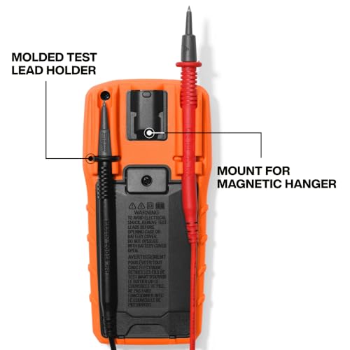 Klein Tools 80196 Digital Multimeter Kit with Case, Manual-Ranging 600V AC/DC Voltage Tester, Tests Batteries, Current, Resistance, Diodes, and Continuity, Protective Carrying Case - size: Manual-Ranging w/Case
