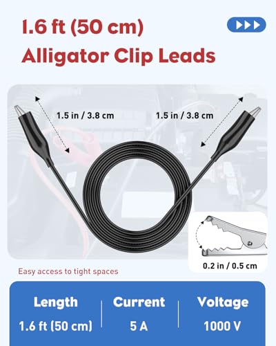 Vibit 11 Pcs Multimeter Test Leads, Multimeter Leads Kit with Back Probes, Dual Ended Alligator Clip Leads & Crocodile Clips, Insulated Multimeter Probes for Electrical Testing & Automotive - size: 11Pcs