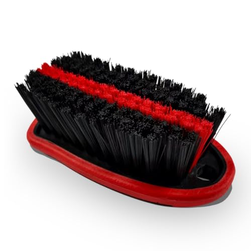 Car Carpet and Upholstery Cleaning Brush, Stiff Bristle Car Detailing Carpet Scrub Brush with Hanging Hole, Vehicle Interior Detailing Brushes for Floor Mats, Couch, Leather Seat (Red) - color: Red