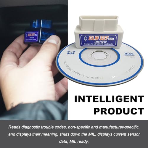 KVAEY OBDII Car Auto Diagnostic Scanner, ELM327 Automotive Bluetooth Scan Tool and Code Reader, Professional Car Bluetooth Engine Fault Code Reader, Universal Car Accessories (White & Blue) - color: White & Blue, size: 1 PCS