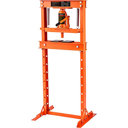 VEVOR Hydraulic Shop Press, 12 Ton/26000lbs, H-Frame, 4-Hold Adjustable Height, with Movable Plates, for Garage or Professional Users, Orange - size: 12T