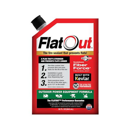FlatOut Tire Sealant Outdoor Power Equipment Formula - Prevent Flat Tires, Seal Leaks, Contains Kevlar, 32-Ounce Bottle, 1-Pack… - size: 1-Pack (32 oz)