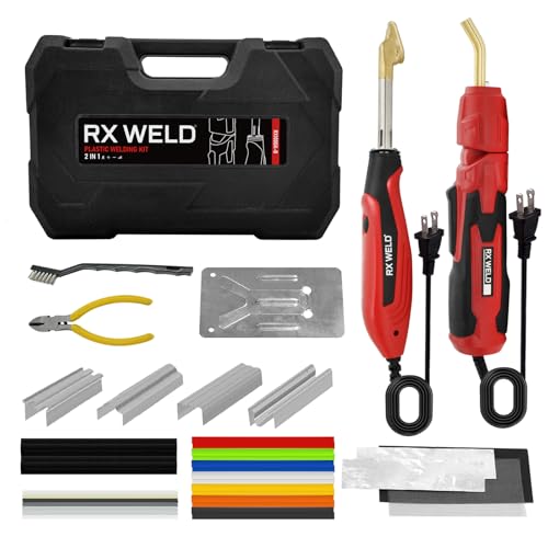 RX WELD Deluxe 2 in 1 Plastic Welder, Welding Repair Kit | 400PCS PCS Hot Staples & Rods, for Automotive Car Bumper, Kayak, Tank