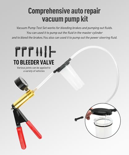Brake Bleeder Kit,Car Accessories Universal Brake Fluid Bleeder Kit with Adapters,Handheld Vacuum Pump,Automotive Tools,Suitable for Most Bicycles,Motorcycles,Trucks,Pickup Trucks