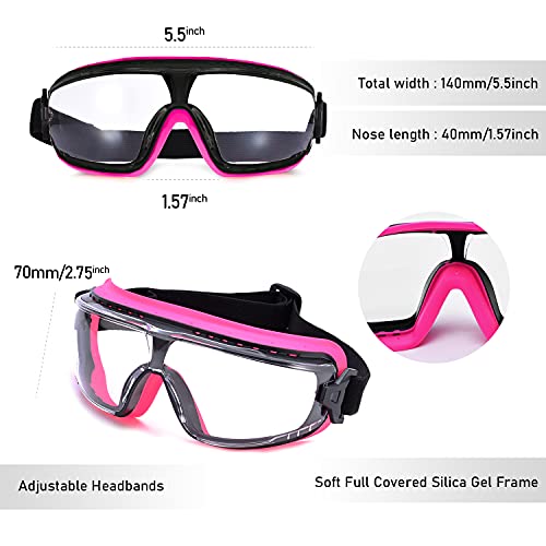 SAFEYEAR Women's Anti Fog Safety Goggles Glasses with HD Anti Scratch Resistant Lenses Work Goggles for Nurse Eye Protection - color: Light Pink