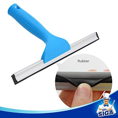 MR.SIGA Professional Window Cleaning Combo - Squeegee & Microfiber Window Scrubber, 10" - size: 10-inch