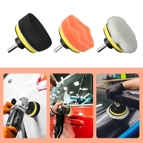 11Pcs Car Buffing Pads for Drill Polishing Kit, 3Inch Foam Polishing Pads | Car Buffers and Polishers Kit, Wool Pads Wax Buffer Drill Attachment with M10 Adapter,drill polishing kit,drill buffer