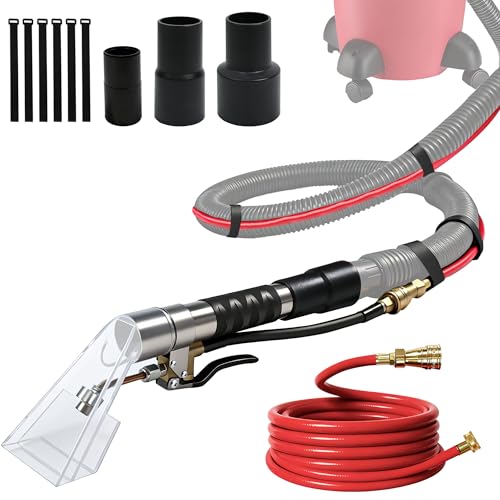 Happy Tree Universal Fit All Brands' Shop Vac Extractor Hose Kit Adapter Wet-Dry Extraction Accessory for Upholstery & Carpet Cleaning Auto Detailing Wet Vaccum Accessories with 25 Feet Water Hose - size: 3.8" with Spray Nozzle & Water Hose
