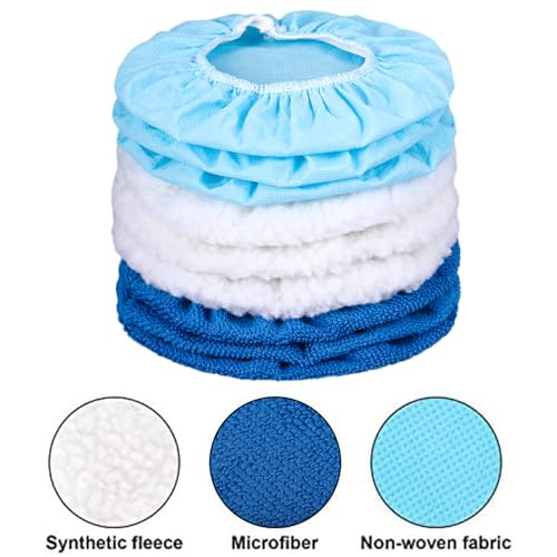 Mudder 20 Pieces Car Orbital Buffer Polisher Pad Bonnet Microfiber Max Bonnet Polishing Buffing Pad Cover(Sapphire Blue,7-8 Inches) - color: Sapphire Blue, size: 7-8 Inches