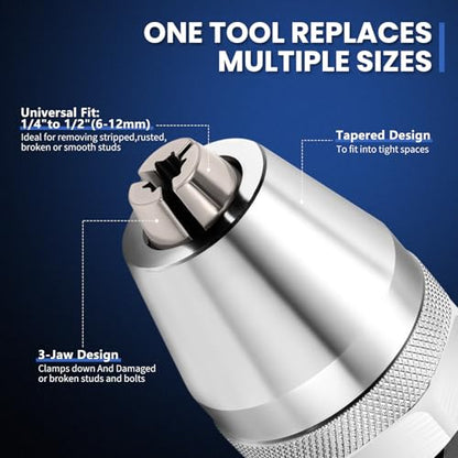 Stud Extractor Tool,Broken Bolt Extractor Kit for 1/4" to 1/2" Studs & Screws | Bolt and Stud Removal Tool for Damaged, Rounded Off, Painted, and Rusted Tight Bolts