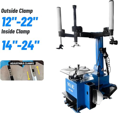 ME-T530Z & ME-B620 Tire Changer and Wheel Balancer Combo, Wheel Balancer with Pedal Inflation Gauge, Double Assist Arm Rim Clamp Machine, Alloy Steel Jaw and Stainless Mounting Head - color: Blue530+620