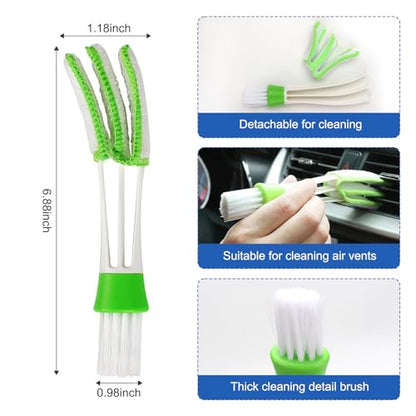 Auto Car Detailing Brush Set Car Interior Cleaning Kit Includes 3 Boar Hair Detail Brush,3 Wire Brush, 3 Air Vent Brush for Cleaning Car Interior Exterior, Dashboard Engines Leather Wheel
