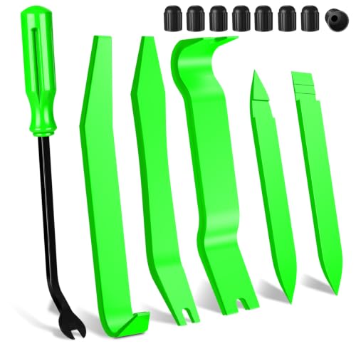 14PCS Auto Trim Removal Tool kit, Car Clip Removal Tools Kit No Scratch Plastic Pry Tool Door Panel Rivet Pliers Tool Kit,Interior Fastener Puller Set for Vehicle Dash Radio Audio Installer Green - color: Green, size: 14 PCS