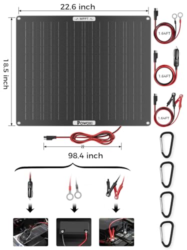 POWOXI 50W Solar Battery Charger: 12V Solar Car Battery Trickle Maintainer - with MPPT Controller Parameter Adjustable - for RV Boat Marine Motorcycle Trailer Truck Tractor - Solar Panel Kit - size: 50W-MPPT Pro