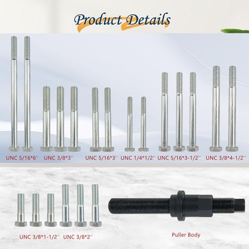 Heavy-Duty Harmonic Balancer Puller Tool Kit for Crankshaft Pulley, Steering Wheel Puller Set, Wheel Remover & Installation Tools for Auto Repair