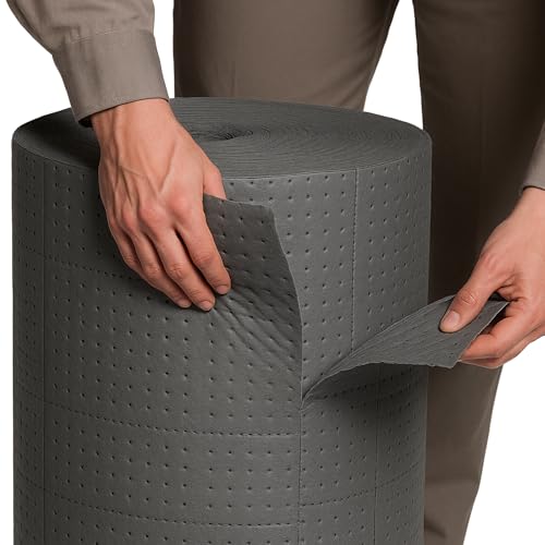 SmoothNovelty 30" W x 150' l Oil Absorbent Mat Roll Oil Pads Absorbs up to 40.2 Gallons Heavyweight Mat Roll for Protecting Home Garage Basement(Gray) - color: Grey