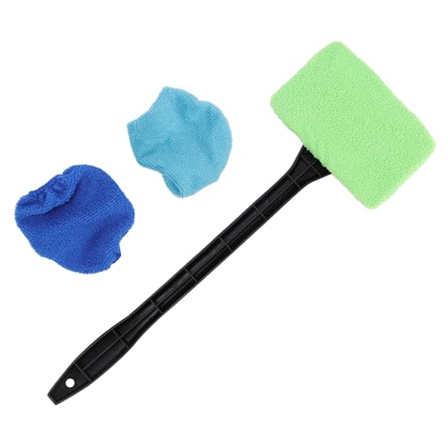 Car Windshield Cleaning Tool Windshield Cleaning Wand Auto Window Cleaner,3 Pieces Auto Glass Wiper Cleaning Kit with Reusable Cloth Pads for Car Interior,Car Accessories