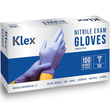 Klex Nitrile Exam Gloves - Medical Grade, Powder Free, Rubber Latex Free, Food Safe, Lavender - size: Small