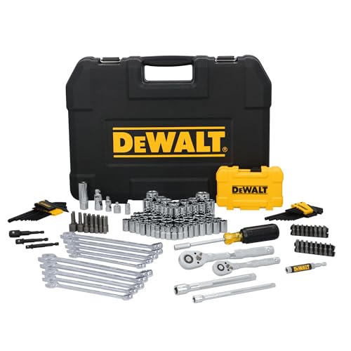 DEWALT 142 Piece Mechanics Tool Set, 1/4 Inch and 3/8 Inch Drive, SAE and Metric (DWMT45425) - style: NEW 142 Piece Set