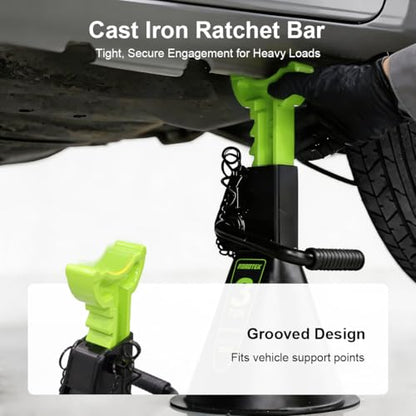 Jack Stands, 3 Ton (6,000 lbs) Heavy Duty Car Jack Stands with Seamless Round Steel Base, 10.8"-16.6" Adjustable with Double Locking, for Lifting SUV, Truck, and Car, 1 Pair