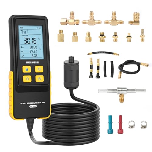 PT630 Fuel Pressure Gauge Digital Fuel Pressure Tester Kit 0-426.6 PSI Digital Display Automotive Tool for Motorcycle Car Truck Automotive Fuel Pressure Tester