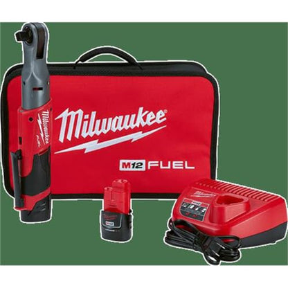 Milwaukee M12 FUEL 1/2" Ratchet with 2 Batteries and Charger Kit 2558-22