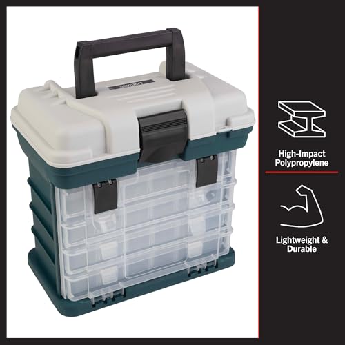 Portable Tool Box - Small Parts Organizer with Drawers and Customizable Compartments for Hardware, Fishing Tackle, Beads, or Crafts by Stalwart (Gray) - size: 10 inches (L) x 7 inches (W) x 10.5 inches (H)