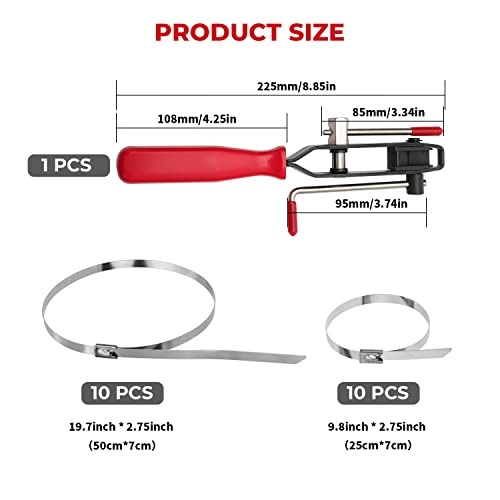 Auto/ATV CV Joint Banding Boot Axle Clamp Pliers with 20PCS Stainless Steel CV Joint Boot Band Clamps for Most Cars - size: 21 pcs