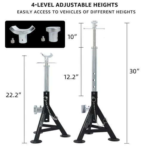 BESTOOL RV Supports Stabilizer Jacks, Travel Trailer Stabilizer Jacks Camper Jack Stands from 17.3" to 30." 1 Pair Capacity 12000 lbs, 2 Pack - color: Black-Dual head RV stabilizer jacks/2PC