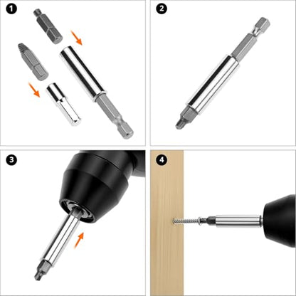 QWORK Screw Extractor Set for Stripped, Broken, Damaged Screws, 22 PCS Stripped Kit, Damaged Screw Remover Set, with Magnetic Extension Bit Holder and Socket Adapter