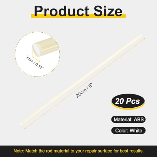 HARFINGTON 2set(10pcs) Plastic Welding Rods 8inch Round ABS Welding Strips Welder Rods for Car Bumper Kayak Daily Repair Plastic Welder Car Bumpers, Beige