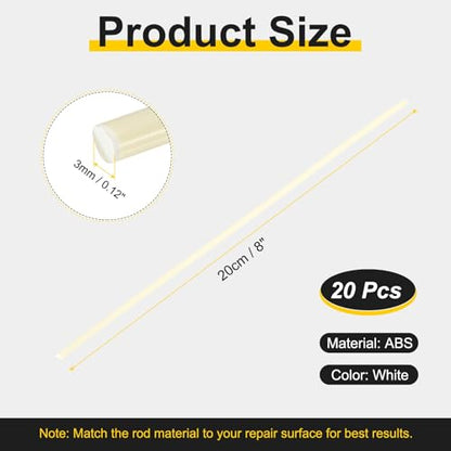 HARFINGTON 2set(10pcs) Plastic Welding Rods 8inch Round ABS Welding Strips Welder Rods for Car Bumper Kayak Daily Repair Plastic Welder Car Bumpers, Beige
