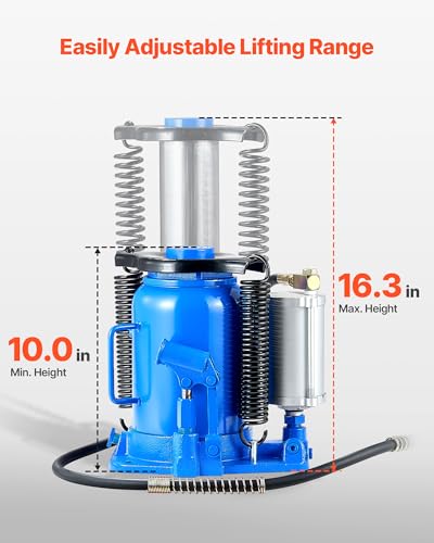 VEVOR Air Hydraulic Bottle Jack, 32 Ton/70500 LBS, Hydraulic Floor Car Jack with Manual Hand Pump, Heavy Duty Pneumatic Bottle Jack Hoist for Auto Truck Travel Trailer Repair Lift - size: 32T Air Hydraulic