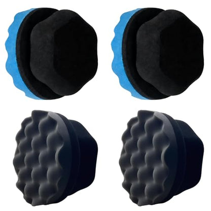 4 Pcs Large Tire Shine Applicator, Reusable Tire Dressing Applicator Wave Contoured, Tire Sponge Pads for Car Detailing Cleaning, 4.33 inch (2 Blue &2 Black) - size: 4.33inch-2 Black & 2Blue